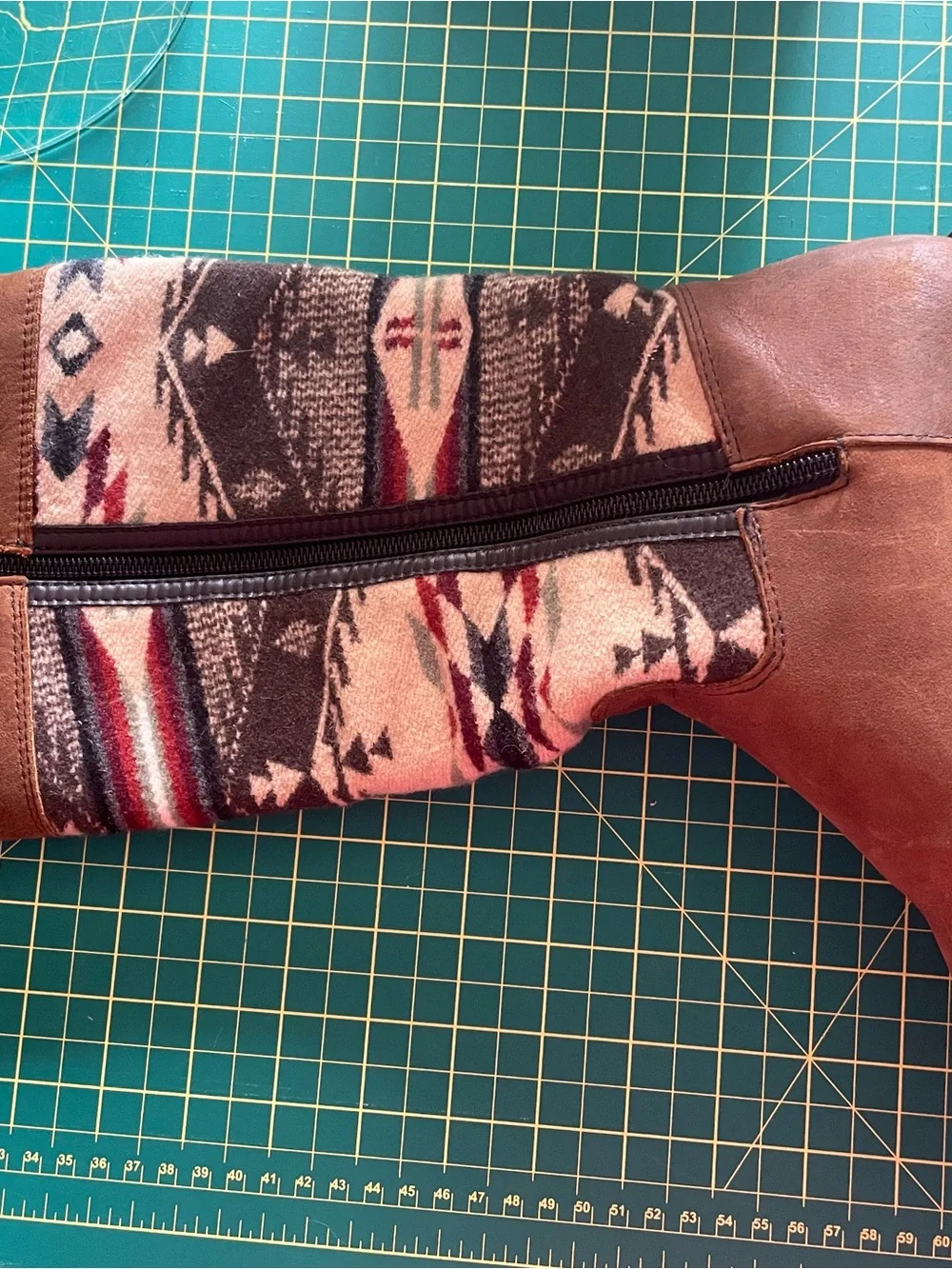 Brown Leather & Aztec Knit Mid-Calf (6) - Picture 7 of 15